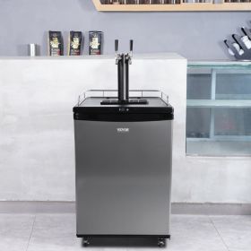 Beer Kegerator, Dual Tap Draft Beer Dispenser, Full Size Keg Refrigerator With Shelves, CO2 Cylinder, Drip Tray & Rail, 32Â°F- 75.2Â°F Temperature Con