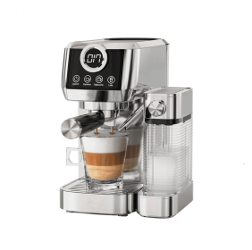 1350W Semi-Automatic Coffee Maker with 20Bar ULKA High-Pressure Pump, 1.8L Water Tank, 51mm Ground Coffee Mill, Extracts 1/2 Cup of Cappuccino/La