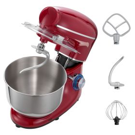 Stand Mixer, 6 QT Electric Kitchen Mixer, 660W Dough-Mixer, 6+P Speeds Tilt-head Food-Mixer with 1.6 QT Blender Cup, Stainless Steel Bowl, Dough