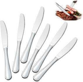 Dinner Knives Set of 24, 9' Knives Set, Butter Knife with Pretty Line Handle, Sharp Knife Set, Food Grade Stainless Steel Table Knife, Silverware
