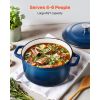 Enameled Cast Iron Dutch Oven, 6 Quart Pot with Lid and Dual Handles, Heavy-Duty Durable Cookware Pan, Oven Induction Compatible up to 500 F
