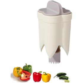 Upgraded 2-in-1 Pepper Seed Corer & Deseeder Tool - White Bell Pepper & Jalapeo Core Remover (Option: White)