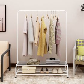 Heavy Duty Garment Rack, Metal Clothes Rack with Bottom Shelf, Standing Coat Rack for Bedroom, Laundry Room, Small Spaces, 47.2"L x 17.7"W, White (Option: White)