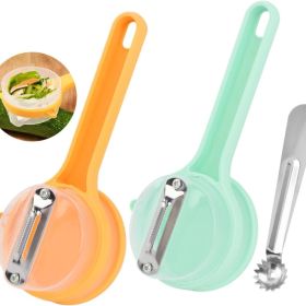 Fruit & Vegetable Peeler With Storage Box, Double-Sided Stainless Steel Blade & Catcher (Option: ORANGE)
