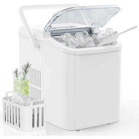 Countertop Ice Maker With Handle, 26lbs&24H Portable Ice Machine, 9 Bullet Ice Cubes Ready In 6 Mins, Self-Cleaning, Quiet Compact Ice Maker For Home, (Option: White)