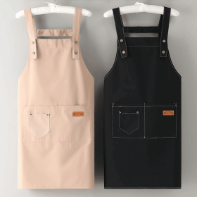 Brown kitchen apron set (2 pieces), 70×85 cm, featuring stain-resistant sleeveless aprons and waistbands; includes a canvas sleeveless scarf (PS18120C: PS18120A)