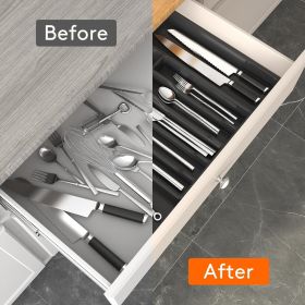 Silverware Drawer Organizer, Expandable Utensil Tray for Kitchen, BPA Free Flatware and Cutlery Holder (Material: Plastic)