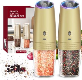 Gravity Electric Salt and Pepper Grinder Set with 2-Speed, Rechargeable Salt and Pepper Grinder Set, Adjustable Coarseness, Whiet LED Light (Material: Ceramic)