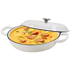 Enameled Cast Iron Dutch Oven, 3.8 Quart Dutch Oven Pot with Lid, Non Stick Cast Iron Pot, Round Oven Safe up to 500°F, Use for Marinate, Cook (Color: White)