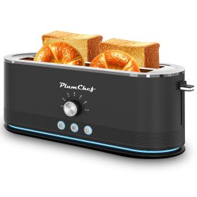 4-Slice Toaster, 7 Browning Settings, Defrost/Reheat Functions, Removable Crumb Tray, Full body Stainless Steel Housing, Anti-Fingerprint, Anti-Jam (Color: Black)